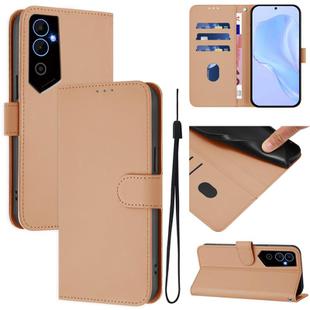 For Tecno Pova Neo 2 Skin Feel Solid Color Leather Phone Case with Lanyard(Nude)