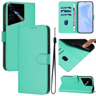 For Tecno Pova Neo 3 Skin Feel Solid Color Leather Phone Case with Lanyard(Green)