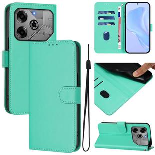 For Tecno Spark 6 Go / Go 2021 Skin Feel Solid Color Leather Phone Case with Lanyard(Green)