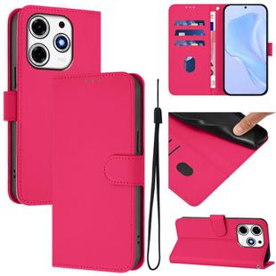 For Tecno Spark 10 Pro Magic Skin Feel Solid Color Leather Phone Case with Lanyard(Rose Red)