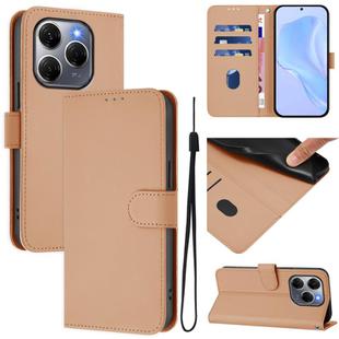 For Tecno Spark 20 Pro 5G Skin Feel Solid Color Leather Phone Case with Lanyard(Nude)