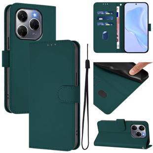 For Tecno Spark 20 Pro 5G Skin Feel Solid Color Leather Phone Case with Lanyard(Dark Green)
