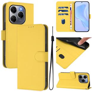 For Tecno Spark 20 Pro 5G Skin Feel Solid Color Leather Phone Case with Lanyard(Lemon Yellow)