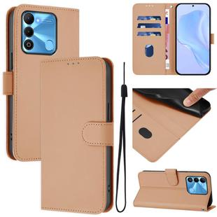 For Tecno Spark Go 2022 / 8C Skin Feel Solid Color Leather Phone Case with Lanyard(Nude)