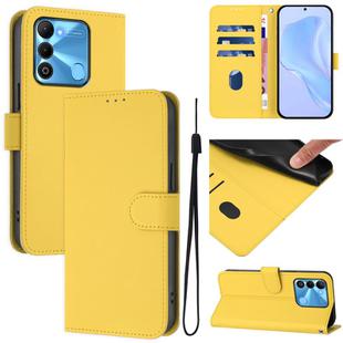 For Tecno Spark Go 2022 / 8C Skin Feel Solid Color Leather Phone Case with Lanyard(Lemon Yellow)