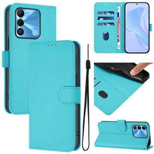 For Tecno Spark Go 2022 / 8C Skin Feel Solid Color Leather Phone Case with Lanyard(Lake Blue)