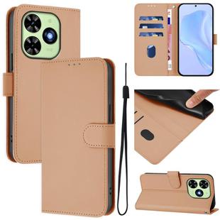 For Tecno Spark Go 2024 4G Skin Feel Solid Color Leather Phone Case with Lanyard(Nude)