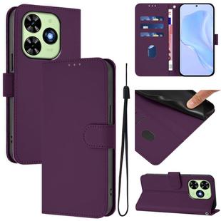 For Tecno Spark Go 2024 4G Skin Feel Solid Color Leather Phone Case with Lanyard(Violet)