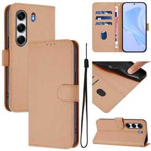 For Tecno Camon 40 Pro 4G Skin Feel Solid Color Leather Phone Case with Lanyard(Nude)