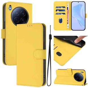 For Tecno Camon 40 Premier Skin Feel Solid Color Leather Phone Case with Lanyard(Lemon Yellow)