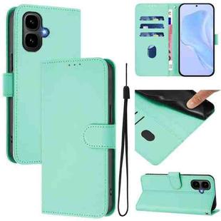 For Tecno Pop 10 Skin Feel Solid Color Leather Phone Case with Lanyard(Mint Green)