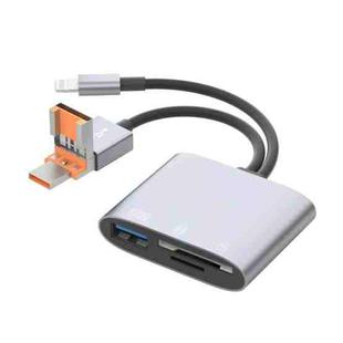 NK-3041TL Pro USB-C / Type-C, 8 Pin, USB to USB, TF / SD Card Multi-function Card Reader Adapter(Silver Grey)