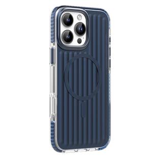 For iPhone 16 Pro Max Mutural Corrugated Texture Magsafe Magnetic Shockproof Phone Case(Blue)