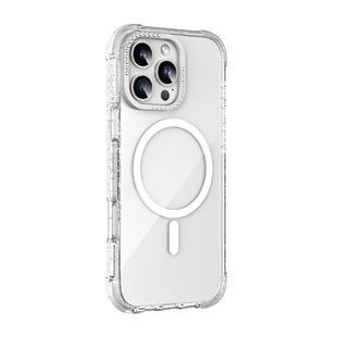 For iPhone 16 Pro Max Mutural Blink Series Glitter Edge MagSafe Magnetic Phone Case(White)