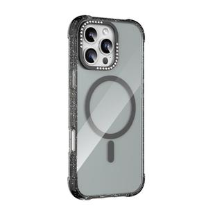 For iPhone 16 Pro Max Mutural Blink Series Glitter Edge MagSafe Magnetic Phone Case(Black)