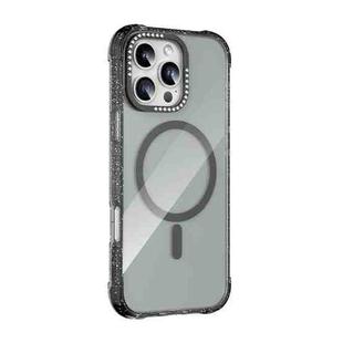 For iPhone 16 Pro Mutural Blink Series Glitter Edge MagSafe Magnetic Phone Case(Black)