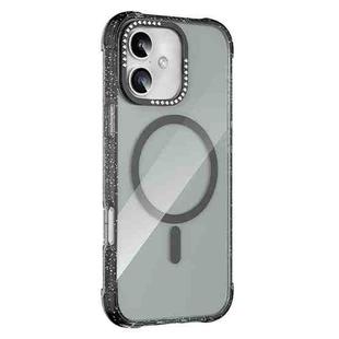 For iPhone 16 Mutural Blink Series Glitter Edge MagSafe Magnetic Phone Case(Black)