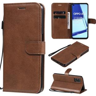 For Oppo A52 / A72 / A92 Solid Color Horizontal Flip Protective Leather Case with Holder & Card Slots & Wallet & Photo Frame & Lanyard(Brown)