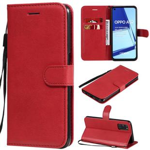 For Oppo A52 / A72 / A92 Solid Color Horizontal Flip Protective Leather Case with Holder & Card Slots & Wallet & Photo Frame & Lanyard(Red)