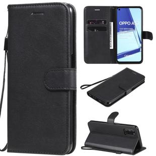 For Oppo A52 / A72 / A92 Solid Color Horizontal Flip Protective Leather Case with Holder & Card Slots & Wallet & Photo Frame & Lanyard(Black)