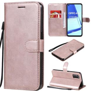 For Oppo A52 / A72 / A92 Solid Color Horizontal Flip Protective Leather Case with Holder & Card Slots & Wallet & Photo Frame & Lanyard(Rose Gold)