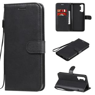 For Oppo Reno3 5G / Find X2 Lite Solid Color Horizontal Flip Protective Leather Case with Holder & Card Slots & Wallet & Photo Frame & Lanyard(Black)