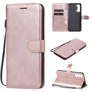 For Oppo Reno3 5G / Find X2 Lite Solid Color Horizontal Flip Protective Leather Case with Holder & Card Slots & Wallet & Photo Frame & Lanyard(Rose Gold)