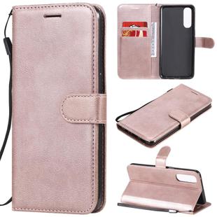 For Oppo Reno3 Pro 4G Solid Color Horizontal Flip Protective Leather Case with Holder & Card Slots & Wallet & Photo Frame & Lanyard(Rose Gold)