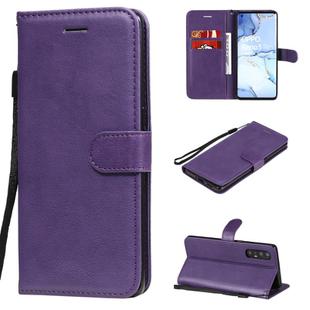 For Oppo Reno3 Pro 5G / Find X2 Neo Solid Color Horizontal Flip Protective Leather Case with Holder & Card Slots & Wallet & Photo Frame & Lanyard(Purple)