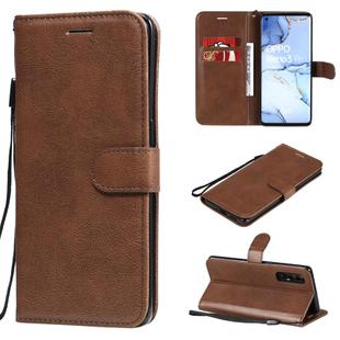 For Oppo Reno3 Pro 5G / Find X2 Neo Solid Color Horizontal Flip Protective Leather Case with Holder & Card Slots & Wallet & Photo Frame & Lanyard(Brown)