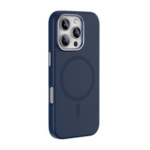 For iPhone 16 Pro Max Mutural Karen Series Liquid Silicone MagSafe Magnetic Phone Case(Navy Blue)