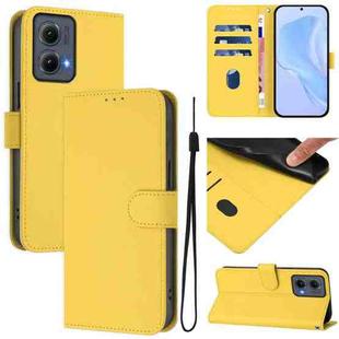 For Motorola Edge 5G 2024 Skin Feel Solid Color Leather Phone Case with Lanyard(Lemon Yellow)