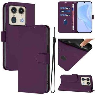 For Motorola Edge 50 Ultra / X50 Ultra Skin Feel Solid Color Leather Phone Case with Lanyard(Violet)