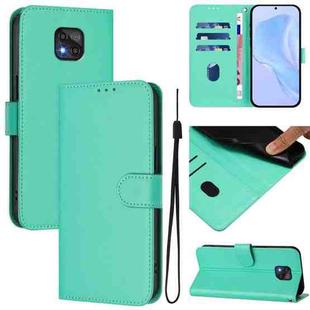 For Motorola Moto G Power 2021 Skin Feel Solid Color Leather Phone Case with Lanyard(Green)