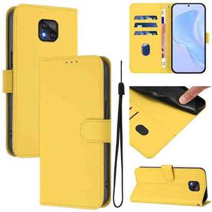 For Motorola Moto G Power 2021 Skin Feel Solid Color Leather Phone Case with Lanyard(Lemon Yellow)