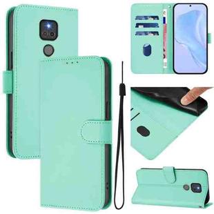 For Motorola Moto G Play 2021 Skin Feel Solid Color Leather Phone Case with Lanyard(Mint Green)