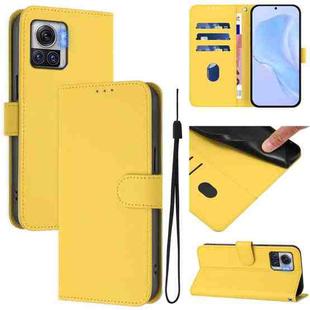 For Motorola Moto X30 Pro 5G Skin Feel Solid Color Leather Phone Case with Lanyard(Lemon Yellow)