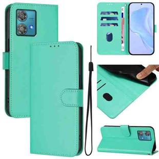 For Motorola Edge 40 Neo 5G Skin Feel Solid Color Leather Phone Case with Lanyard(Green)