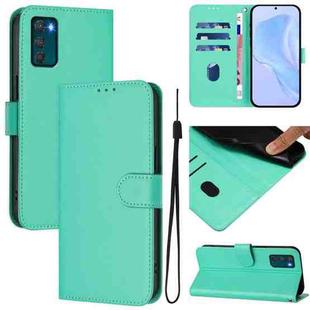 For Motorola Moto G42 4G Skin Feel Solid Color Leather Phone Case with Lanyard(Green)