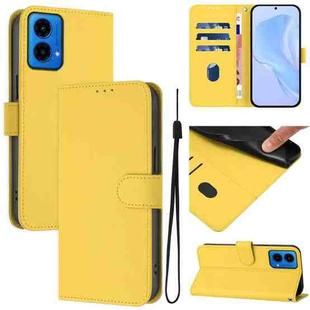 For Motorola Moto G45 5G / G34 5G Skin Feel Solid Color Leather Phone Case with Lanyard(Lemon Yellow)