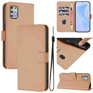 For Motorola Moto G Stylus 2021 4G Skin Feel Solid Color Leather Phone Case with Lanyard(Nude)