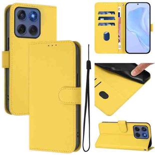 For Motorola Edge 60 Fusion Skin Feel Solid Color Leather Phone Case with Lanyard(Lemon Yellow)