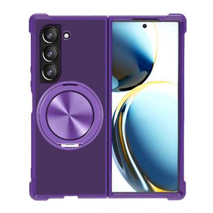 For Samsung Galaxy Z Fold5 CD Texture 360 Degree Rotating Holder MagSafe Phone Case(Purple)