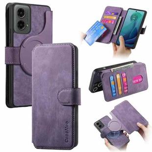 For Motorola Moto G 5G 2024 CaseNeo MagSafe RFID Anti-theft Retro Leather Phone Case(Purple)