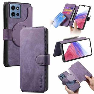 For Motorola Moto G 2025 CaseNeo MagSafe RFID Anti-theft Retro Leather Phone Case(Purple)
