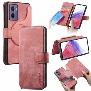 For Motorola Moto G05 CaseNeo MagSafe RFID Anti-theft Retro Leather Phone Case(Pink)