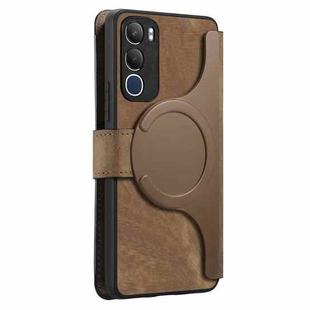 For vivo Y19s 4G CaseNeo MagSafe RFID Anti-theft Retro Leather Phone Case(Brown)