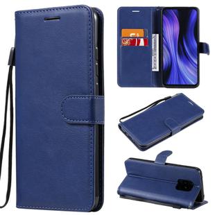 For Xiaomi Redmi 10X 5G / 10X Pro 5G Solid Color Horizontal Flip Protective Leather Case with Holder & Card Slots & Wallet & Photo Frame & Lanyard(Blue)