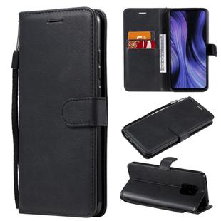 For Xiaomi Redmi 10X 5G / 10X Pro 5G Solid Color Horizontal Flip Protective Leather Case with Holder & Card Slots & Wallet & Photo Frame & Lanyard(Black)