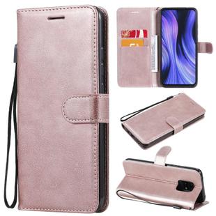 For Xiaomi Redmi 10X 5G / 10X Pro 5G Solid Color Horizontal Flip Protective Leather Case with Holder & Card Slots & Wallet & Photo Frame & Lanyard(Rose Gold)